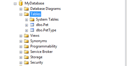 SQL Server 2008 tables list